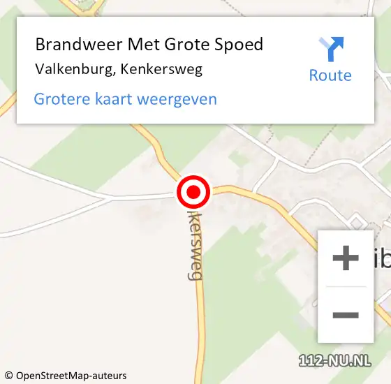 Locatie op kaart van de 112 melding: Brandweer Met Grote Spoed Naar Valkenburg, Kenkersweg op 10 augustus 2024 00:03