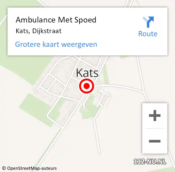 Locatie op kaart van de 112 melding: Ambulance Met Spoed Naar Kats, Dijkstraat op 15 oktober 2014 21:07