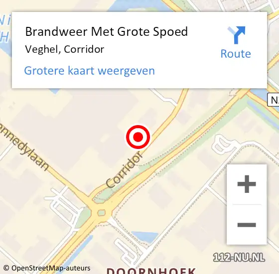 Locatie op kaart van de 112 melding: Brandweer Met Grote Spoed Naar Veghel, Corridor op 10 augustus 2024 00:26