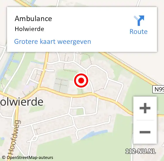 Locatie op kaart van de 112 melding: Ambulance Holwierde op 10 augustus 2024 00:41