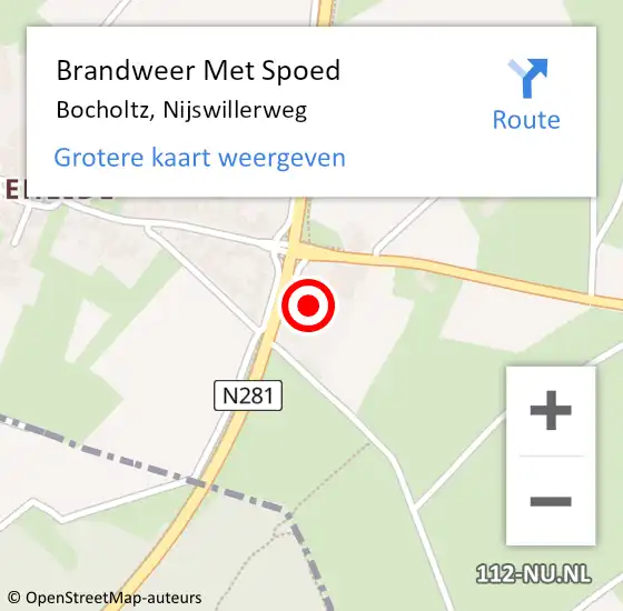 Locatie op kaart van de 112 melding: Brandweer Met Spoed Naar Bocholtz, Nijswillerweg op 10 augustus 2024 00:47