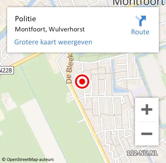 Locatie op kaart van de 112 melding: Politie Montfoort, Wulverhorst op 10 augustus 2024 01:02