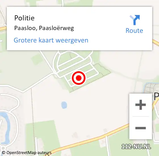 Locatie op kaart van de 112 melding: Politie Paasloo, Paasloërweg op 10 augustus 2024 01:26