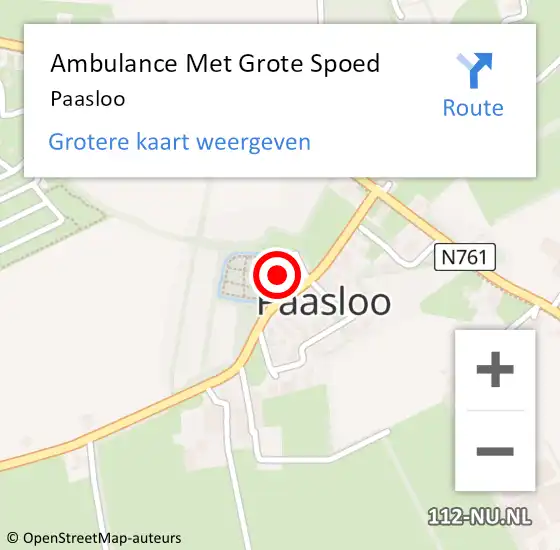 Locatie op kaart van de 112 melding: Ambulance Met Grote Spoed Naar Paasloo op 10 augustus 2024 01:26