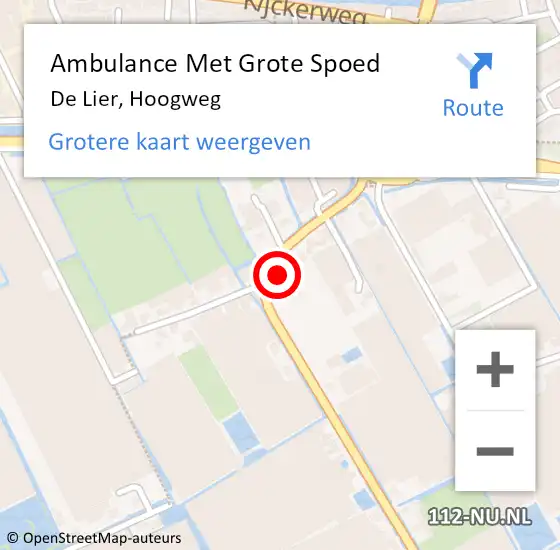 Locatie op kaart van de 112 melding: Ambulance Met Grote Spoed Naar De Lier, Hoogweg op 10 augustus 2024 01:27