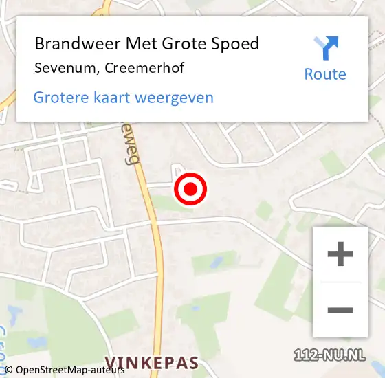 Locatie op kaart van de 112 melding: Brandweer Met Grote Spoed Naar Sevenum, Creemerhof op 10 augustus 2024 01:31