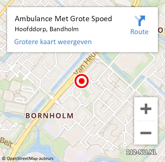 Locatie op kaart van de 112 melding: Ambulance Met Grote Spoed Naar Hoofddorp, Bandholm op 10 augustus 2024 01:42