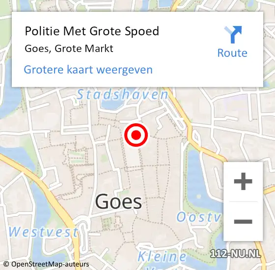 Locatie op kaart van de 112 melding: Politie Met Grote Spoed Naar Goes, Grote Markt op 10 augustus 2024 01:53