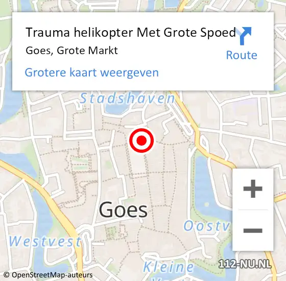 Locatie op kaart van de 112 melding: Trauma helikopter Met Grote Spoed Naar Goes, Grote Markt op 10 augustus 2024 01:53