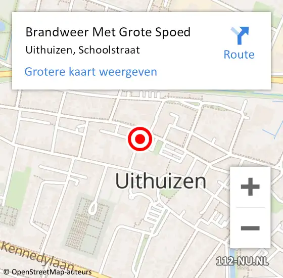 Locatie op kaart van de 112 melding: Brandweer Met Grote Spoed Naar Uithuizen, Schoolstraat op 10 augustus 2024 02:03