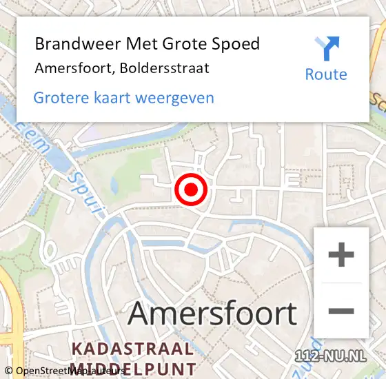 Locatie op kaart van de 112 melding: Brandweer Met Grote Spoed Naar Amersfoort, Boldersstraat op 10 augustus 2024 02:07