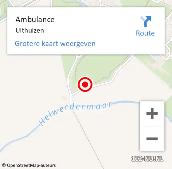 Locatie op kaart van de 112 melding: Ambulance Uithuizen op 10 augustus 2024 02:12