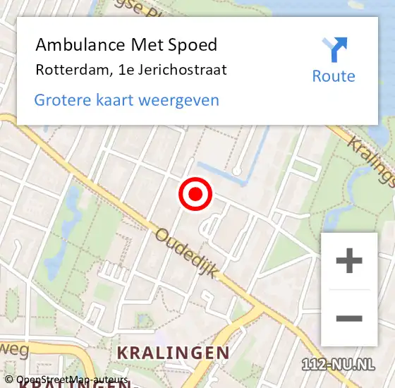 Locatie op kaart van de 112 melding: Ambulance Met Spoed Naar Rotterdam, 1e Jerichostraat op 10 augustus 2024 02:21