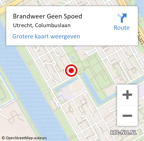 Locatie op kaart van de 112 melding: Brandweer Geen Spoed Naar Utrecht, Columbuslaan op 10 augustus 2024 02:52