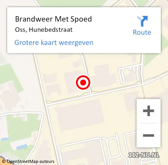 Locatie op kaart van de 112 melding: Brandweer Met Spoed Naar Oss, Hunebedstraat op 10 augustus 2024 02:54