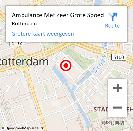 Locatie op kaart van de 112 melding: Ambulance Met Zeer Grote Spoed Naar Rotterdam op 10 augustus 2024 04:14