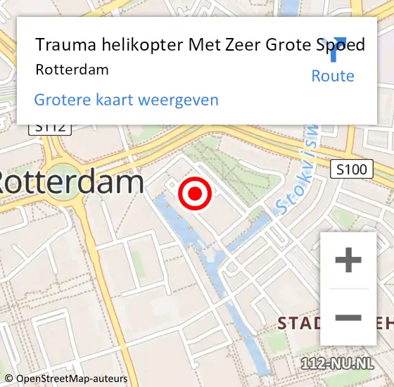 Locatie op kaart van de 112 melding: Trauma helikopter Met Zeer Grote Spoed Naar Rotterdam op 10 augustus 2024 04:17