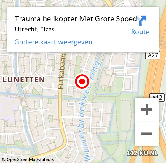 Locatie op kaart van de 112 melding: Trauma helikopter Met Grote Spoed Naar Utrecht, Elzas op 10 augustus 2024 04:21