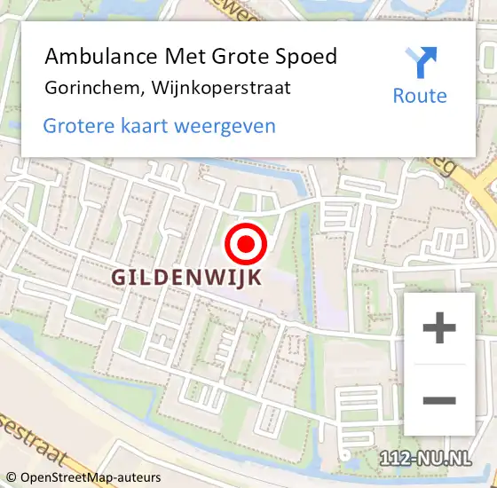 Locatie op kaart van de 112 melding: Ambulance Met Grote Spoed Naar Gorinchem, Wijnkoperstraat op 10 augustus 2024 04:46