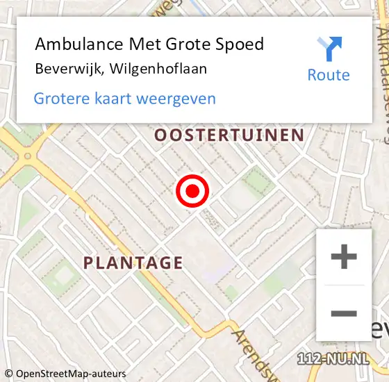 Locatie op kaart van de 112 melding: Ambulance Met Grote Spoed Naar Beverwijk, Wilgenhoflaan op 10 augustus 2024 05:12