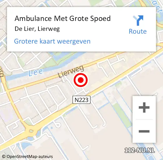 Locatie op kaart van de 112 melding: Ambulance Met Grote Spoed Naar De Lier, Lierweg op 10 augustus 2024 05:40