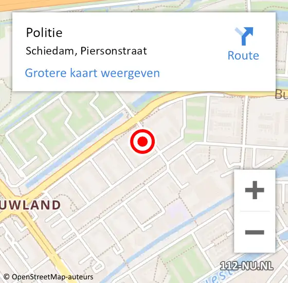 Locatie op kaart van de 112 melding: Politie Schiedam, Piersonstraat op 10 augustus 2024 05:42