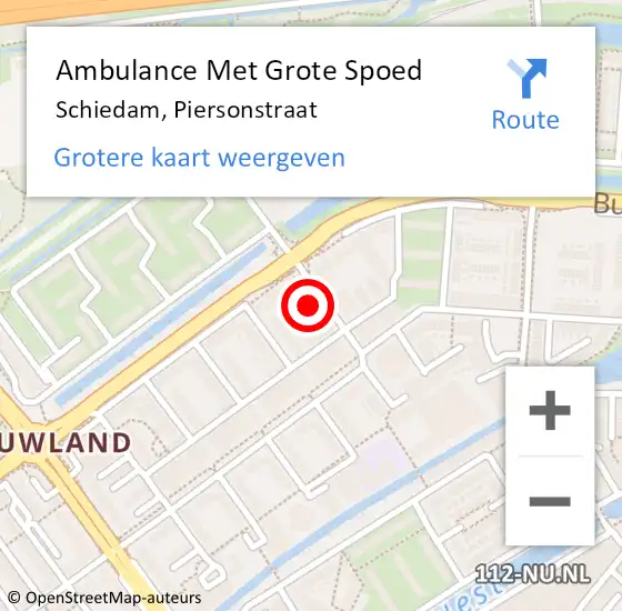 Locatie op kaart van de 112 melding: Ambulance Met Grote Spoed Naar Schiedam, Piersonstraat op 10 augustus 2024 05:45