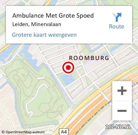 Locatie op kaart van de 112 melding: Ambulance Met Grote Spoed Naar Waddinxveen, Minervalaan op 10 augustus 2024 06:24