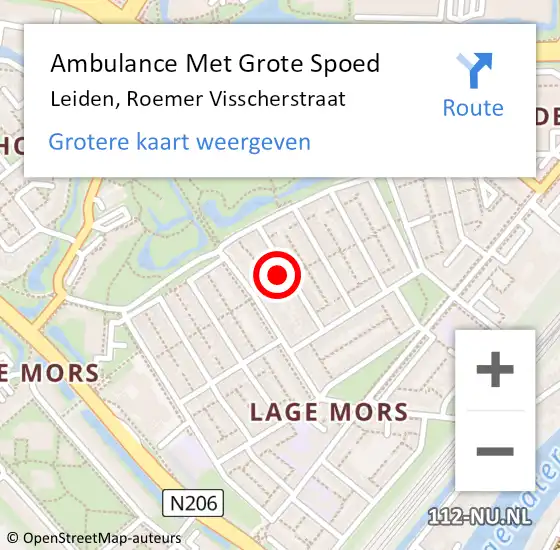 Locatie op kaart van de 112 melding: Ambulance Met Grote Spoed Naar Waddinxveen, Roemer Visscherstraat op 10 augustus 2024 07:41