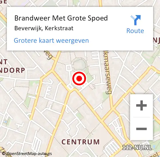 Locatie op kaart van de 112 melding: Brandweer Met Grote Spoed Naar Beverwijk, Kerkstraat op 10 augustus 2024 07:50