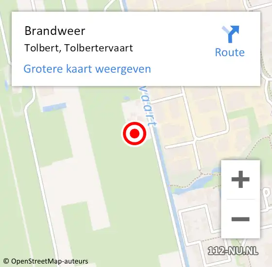 Locatie op kaart van de 112 melding: Brandweer Tolbert, Tolbertervaart op 10 augustus 2024 08:34