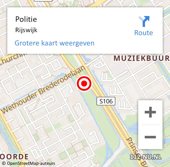 Locatie op kaart van de 112 melding: Politie Rijswijk op 10 augustus 2024 08:37