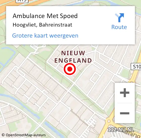 Locatie op kaart van de 112 melding: Ambulance Met Spoed Naar Hoogvliet, Bahreinstraat op 10 augustus 2024 08:38