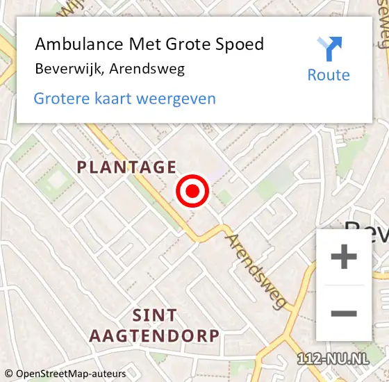 Locatie op kaart van de 112 melding: Ambulance Met Grote Spoed Naar Beverwijk, Arendsweg op 10 augustus 2024 08:47