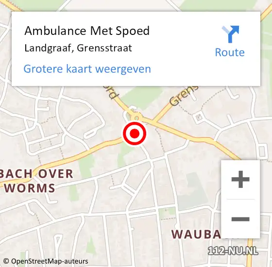 Locatie op kaart van de 112 melding: Ambulance Met Spoed Naar Landgraaf, Grensstraat op 15 oktober 2014 21:37