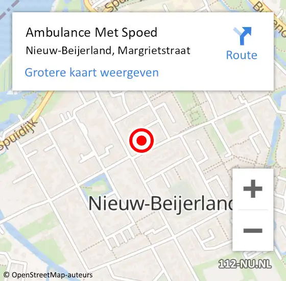 Locatie op kaart van de 112 melding: Ambulance Met Spoed Naar Nieuw-Beijerland, Margrietstraat op 15 oktober 2014 21:40