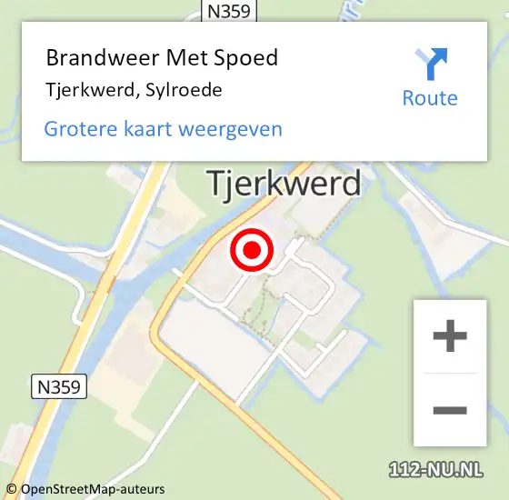 Locatie op kaart van de 112 melding: Brandweer Met Spoed Naar Tjerkwerd, Sylroede op 10 augustus 2024 09:24