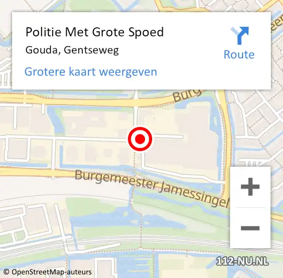 Locatie op kaart van de 112 melding: Politie Met Grote Spoed Naar Gouda, Gentseweg op 10 augustus 2024 09:26