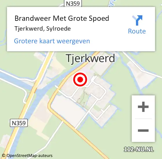 Locatie op kaart van de 112 melding: Brandweer Met Grote Spoed Naar Tjerkwerd, Sylroede op 10 augustus 2024 09:34