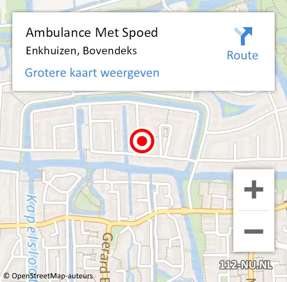 Locatie op kaart van de 112 melding: Ambulance Met Spoed Naar Enkhuizen, Bovendeks op 10 augustus 2024 09:44