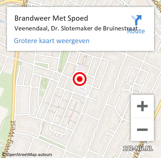 Locatie op kaart van de 112 melding: Brandweer Met Spoed Naar Veenendaal, Dr. Slotemaker de Bruïnestraat op 10 augustus 2024 09:58