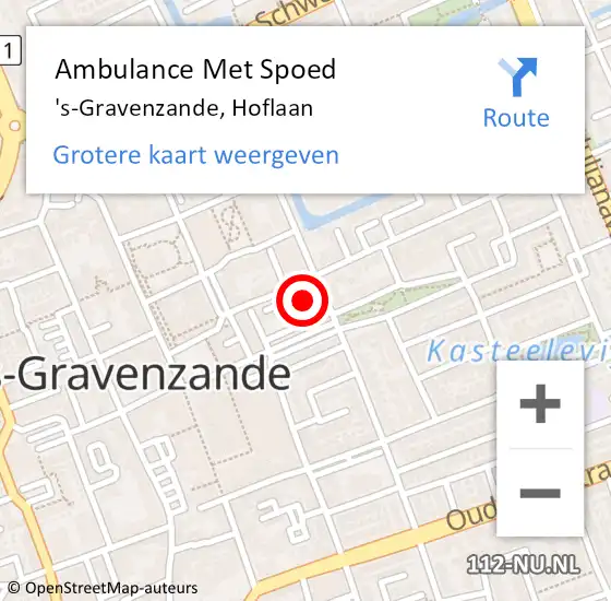 Locatie op kaart van de 112 melding: Ambulance Met Spoed Naar 's-Gravenzande, Hoflaan op 10 augustus 2024 10:07