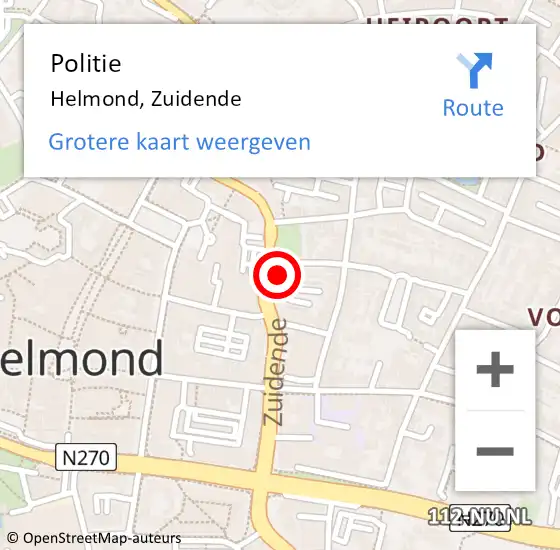 Locatie op kaart van de 112 melding: Politie Helmond, Zuidende op 10 augustus 2024 10:13