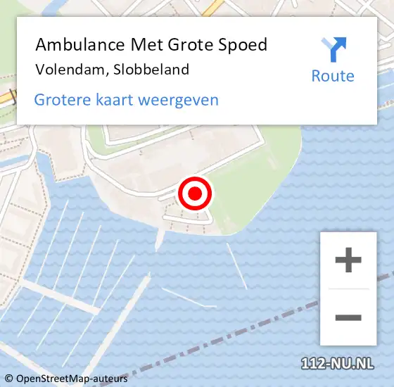 Locatie op kaart van de 112 melding: Ambulance Met Grote Spoed Naar Volendam, Slobbeland op 10 augustus 2024 10:22