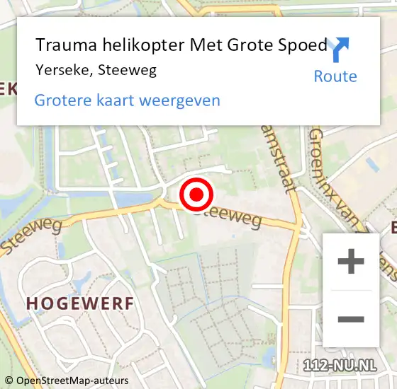 Locatie op kaart van de 112 melding: Trauma helikopter Met Grote Spoed Naar Yerseke, Steeweg op 10 augustus 2024 10:22