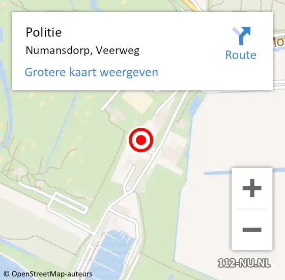 Locatie op kaart van de 112 melding: Politie Numansdorp, Veerweg op 10 augustus 2024 10:25