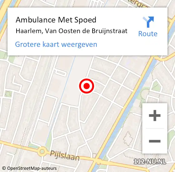 Locatie op kaart van de 112 melding: Ambulance Met Spoed Naar Haarlem, Van Oosten de Bruijnstraat op 10 augustus 2024 10:30