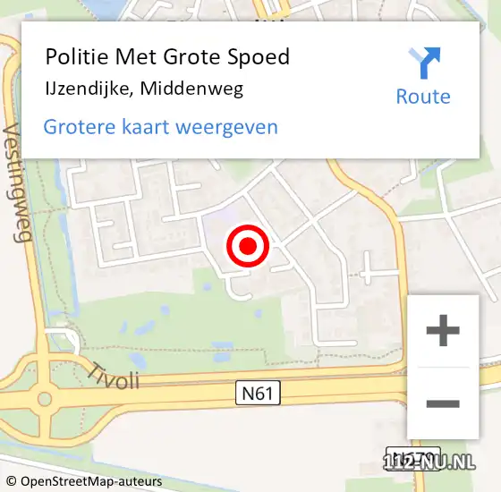 Locatie op kaart van de 112 melding: Politie Met Grote Spoed Naar IJzendijke, Middenweg op 10 augustus 2024 10:33