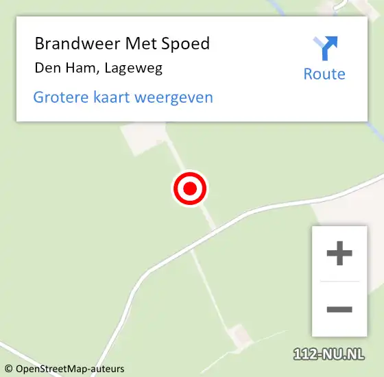 Locatie op kaart van de 112 melding: Brandweer Met Spoed Naar Den Ham, Lageweg op 10 augustus 2024 10:42