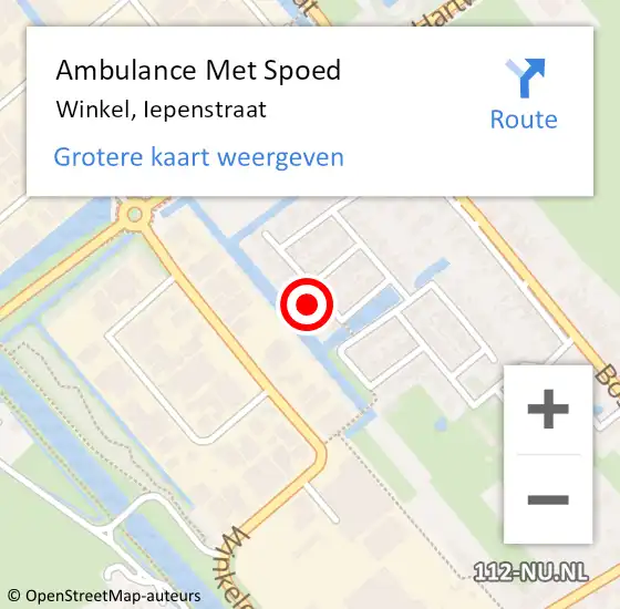 Locatie op kaart van de 112 melding: Ambulance Met Spoed Naar Winkel, Iepenstraat op 10 augustus 2024 11:02